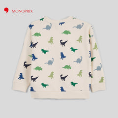 MONOPRIX OFF WHITE DINO PRINTED SWEATSHIRT