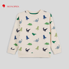 MONOPRIX OFF WHITE DINO PRINTED SWEATSHIRT