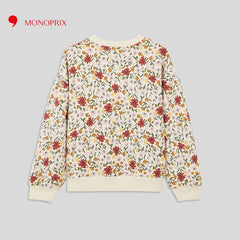 MONOPRIX OFF WHITE FLORAL PRINTED SWEATSHIRT