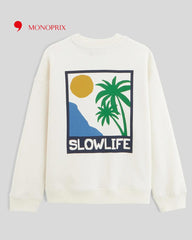 MONOPRIX OFF WHITE FRONT AND BACK PRINTED SWEATSHIRT