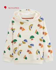 MONOPRIX OFF WHITE GEOMATRICAL PRINT HOODIE