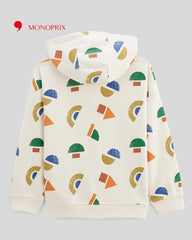 MONOPRIX OFF WHITE GEOMATRICAL PRINT HOODIE