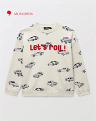 MONOPRIX OFF WHITE LETS ROLL PRINT SWEATSHIRT