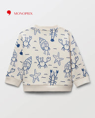 MONOPRIX OFF WHITE MARINE PRINT SWEATSHIRT
