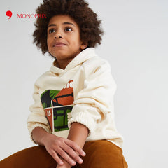 MONOPRIX OFF WHITE MUSIC IS FUN SWEATSHIRT WITH HOOD