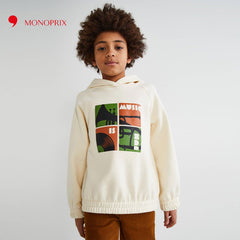 MONOPRIX OFF WHITE MUSIC IS FUN SWEATSHIRT WITH HOOD