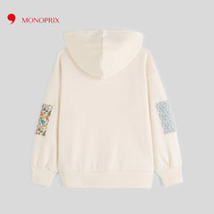MONOPRIX OFF WHITE PATCHWORK HOODIE