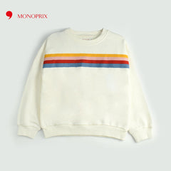 MONOPRIX OFF WHITE RAINBOW STRIPED SWEATSHIRT