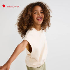 MONOPRIX OFF WHITE SLEEVELESS SWEATSHIRT