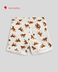 MONOPRIX OFF WHITE TIGER PRINTED SHORTS