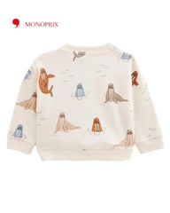 MONOPRIX OFF WHITE WALRUS PRINT SWEATSHIRT