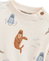 MONOPRIX OFF WHITE WALRUS PRINT SWEATSHIRT