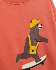 MONOPRIX ORANGE BEAR EMBROIDERED SWEATSHIRT
