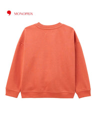 MONOPRIX ORANGE BEAR EMBROIDERED SWEATSHIRT
