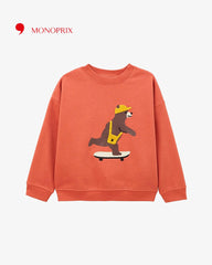 MONOPRIX ORANGE BEAR EMBROIDERED SWEATSHIRT