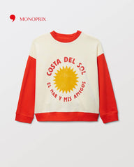 MONOPRIX ORANGE ECRU PRINTED SWEATSHIRT