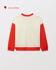 MONOPRIX ORANGE ECRU PRINTED SWEATSHIRT