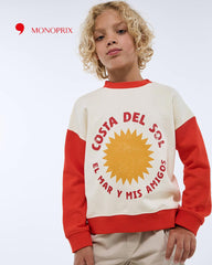 MONOPRIX ORANGE ECRU PRINTED SWEATSHIRT