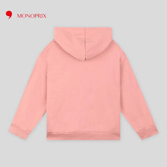 MONOPRIX PINK STARS PRINTED HOODED SWEATSHIRT
