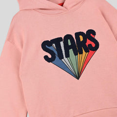 MONOPRIX PINK STARS PRINTED HOODED SWEATSHIRT