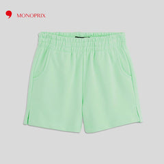 MONOPRIX PLAIN GREEN FLEECE SHORTS