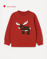 MONOPRIX RED EMBROIDERED EMBOSSED SWEATSHIRT