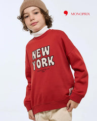 MONOPRIX RED NEW YORK FLEECE SWEATSHIRT