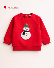 MONOPRIX RED SNOWMAN SWEATSHIRT