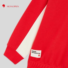 MONOPRIX RED SWEATSHIRT WITH CONTRASTING BANDS 2 PCS SET