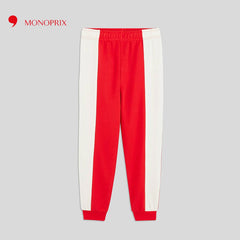 MONOPRIX RED TROUSER WITH CONTRASTING BANDS