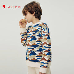 MONOPRIX ROUND NECK PRINTED SWEATSHIRT