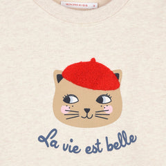 MONOPRIX SAND CAT EMBOSSED SWEATSHIRT