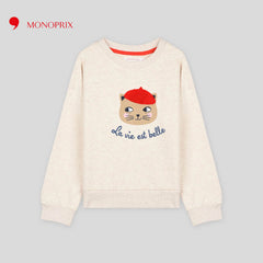 MONOPRIX SAND CAT EMBOSSED SWEATSHIRT