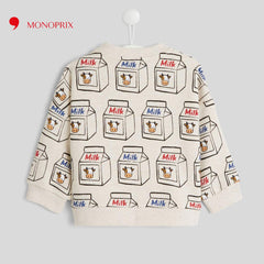 MONOPRIX SAND MILK PRINTED SWEATSHIRT