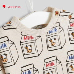 MONOPRIX SAND MILK PRINTED SWEATSHIRT