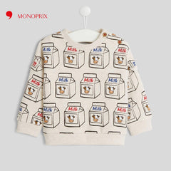 MONOPRIX SAND MILK PRINTED SWEATSHIRT