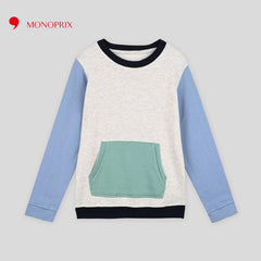 MONOPRIX TRICOLOR GREY POCH POCKET SWEATSHIRT