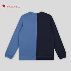 MONOPRIX TWO-TONED BLUE PRINTED SWEATSHIRT