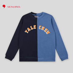 MONOPRIX TWO-TONED BLUE PRINTED SWEATSHIRT