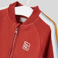 MONOPRIX ZIPPED TEDDY COLLAR WITH STRIPED SWEATSHIRT 2 PCS SET