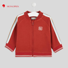 MONOPRIX ZIPPED TEDDY COLLAR WITH STRIPED SWEATSHIRT 2 PCS SET