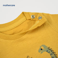MOTHERCARE MUSTARD SUPER SAURUS T-SHIRT