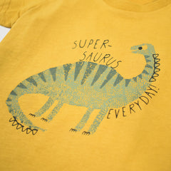 MOTHERCARE MUSTARD SUPER SAURUS T-SHIRT