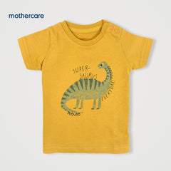 MOTHERCARE MUSTARD SUPER SAURUS T-SHIRT