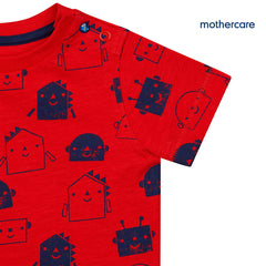 MOTHERCARE RED ROBOT PRINTED T-SHIRT