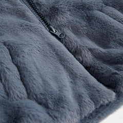 M&S BLUE FAUX FURR HOODED JACKET