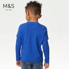 M&S BLUE MOTORBIKE GRAPHIC PRINTED T-SHIRT