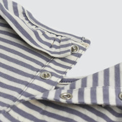 M&S BLUE STRIPED FRILL TOP