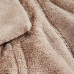 M&S CREAM FAUX FURR HOODED JACKET