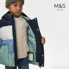 M&S STORMWEAR PADDED COLOR BLOCK JACKET